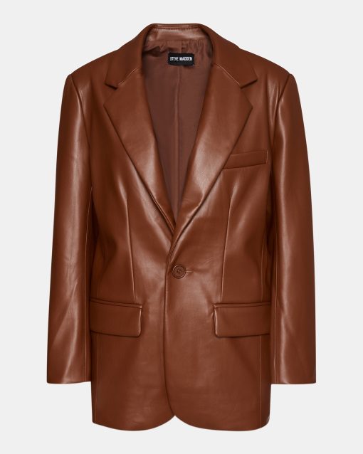 IMAAN FAUX LEATHER BLAZER COGNAC - SM REBOOTED - Image 6