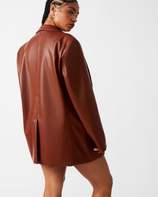 IMAAN FAUX LEATHER BLAZER COGNAC - SM REBOOTED - Image 4