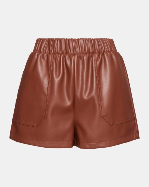 FAUX THE RECORD SHORT COGNAC - Image 6