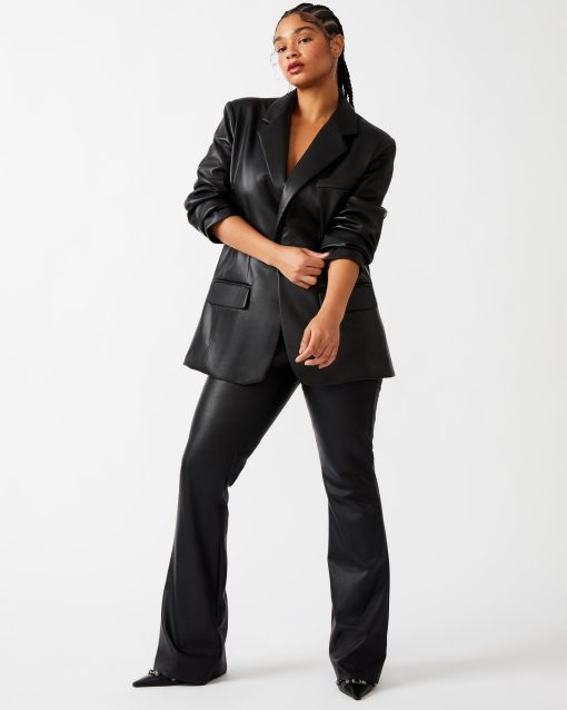 IMAAN FAUX LEATHER BLAZER BLACK - Image 5