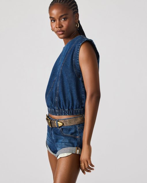 LEILA DENIM TOP DARK BLUE - Image 2