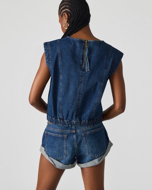 LEILA DENIM TOP DARK BLUE - Image 3