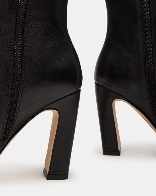 LIZETTE BLACK LEATHER WIDE CALF - Image 4